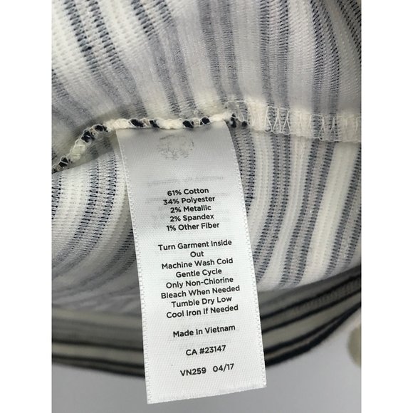 Talbots Gold Metallic Black Striped Ribbed Boatneck Top Ruffle Sleeve 1X - Picture 6 of 8